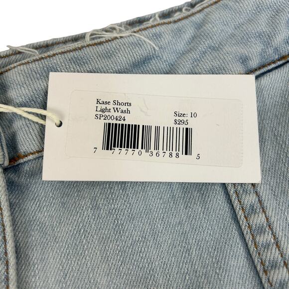 Ulla Johnson Denim Shorts Size 10 High Waist Button Fly Light Wash NWT - Picture 3 of 6